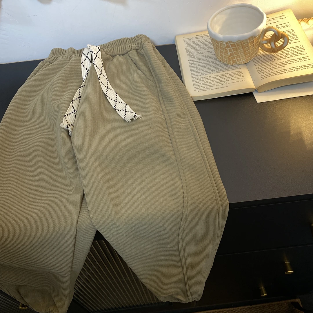 1986时尚潮流百搭洋气流行秋冬男女童条绒加绒裤