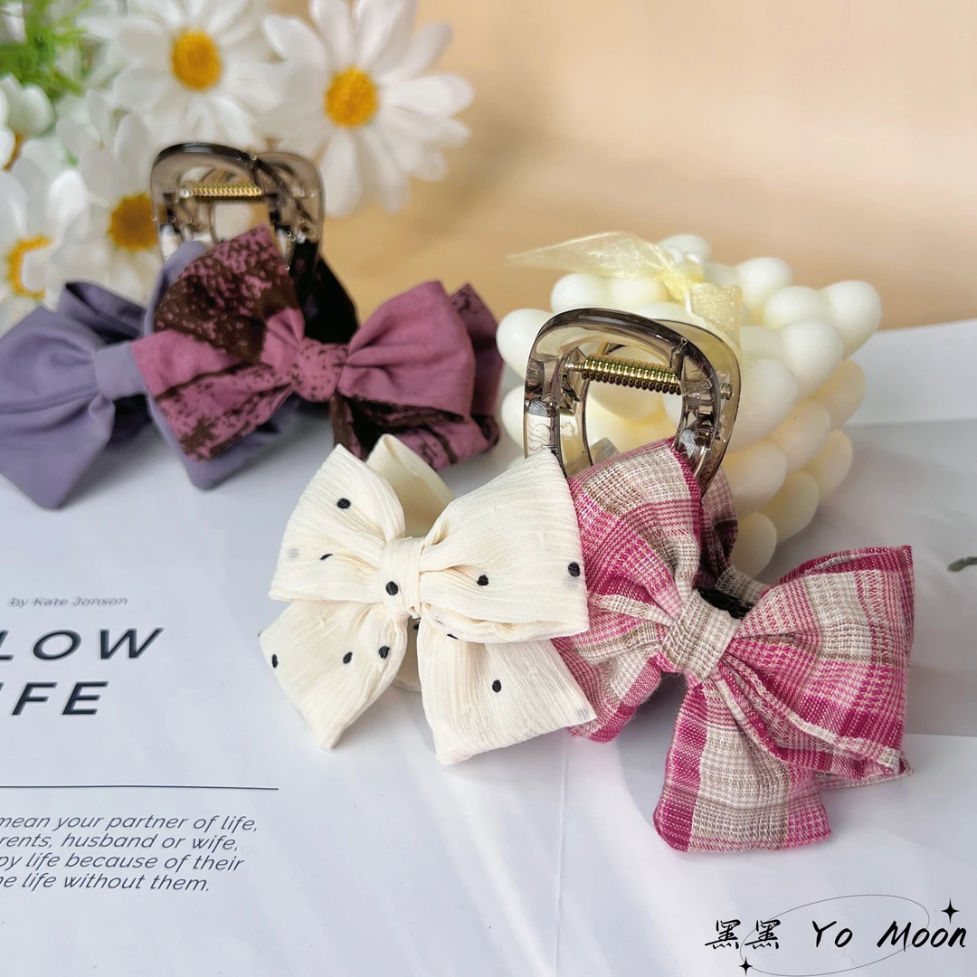 甜美双拼蝴蝶结抓夹（发夹8cm）氛围感甜美上班族少女风发饰