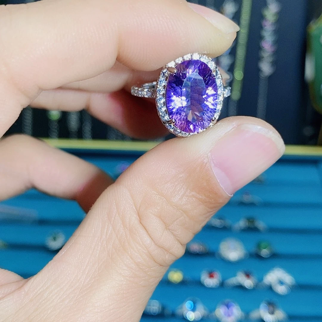 紫晶珠宝半成品银S925镶嵌