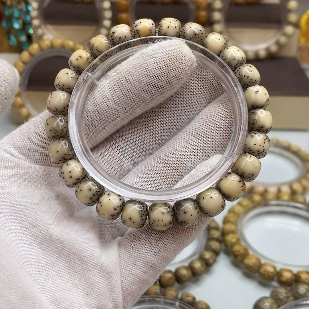 手串星月菩提9×8一物一图原生态同枝绿包白通体留白福利