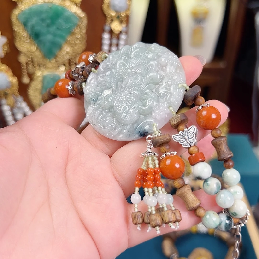 翡翠未镶嵌手链国风