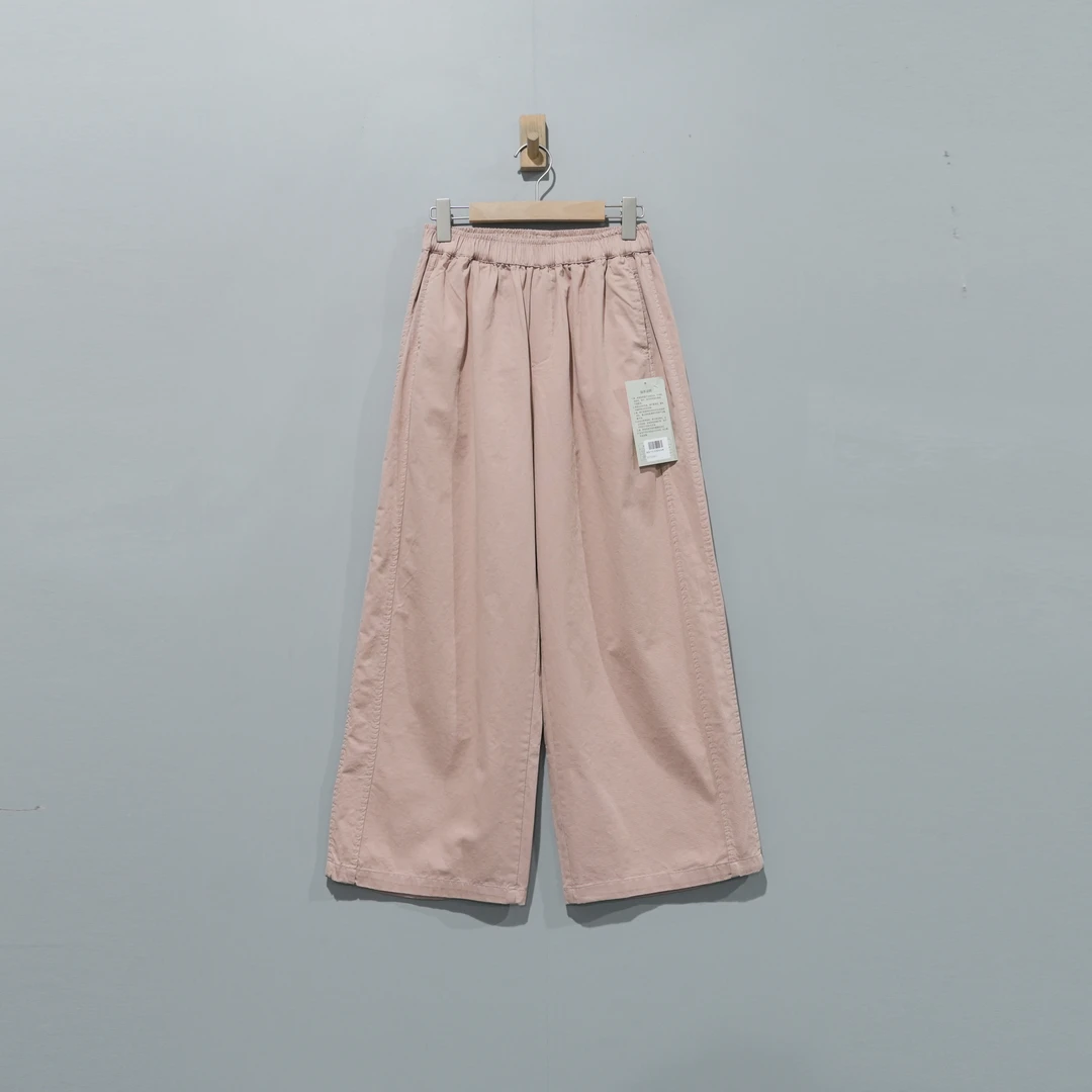 【且听风吟】0213567文艺棉松紧腰精包边休闲直筒裤裤长90臀围120