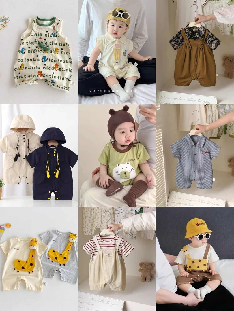 501婴儿衣服夏季薄款男宝宝短袖连体衣婴幼夏装外出服套装