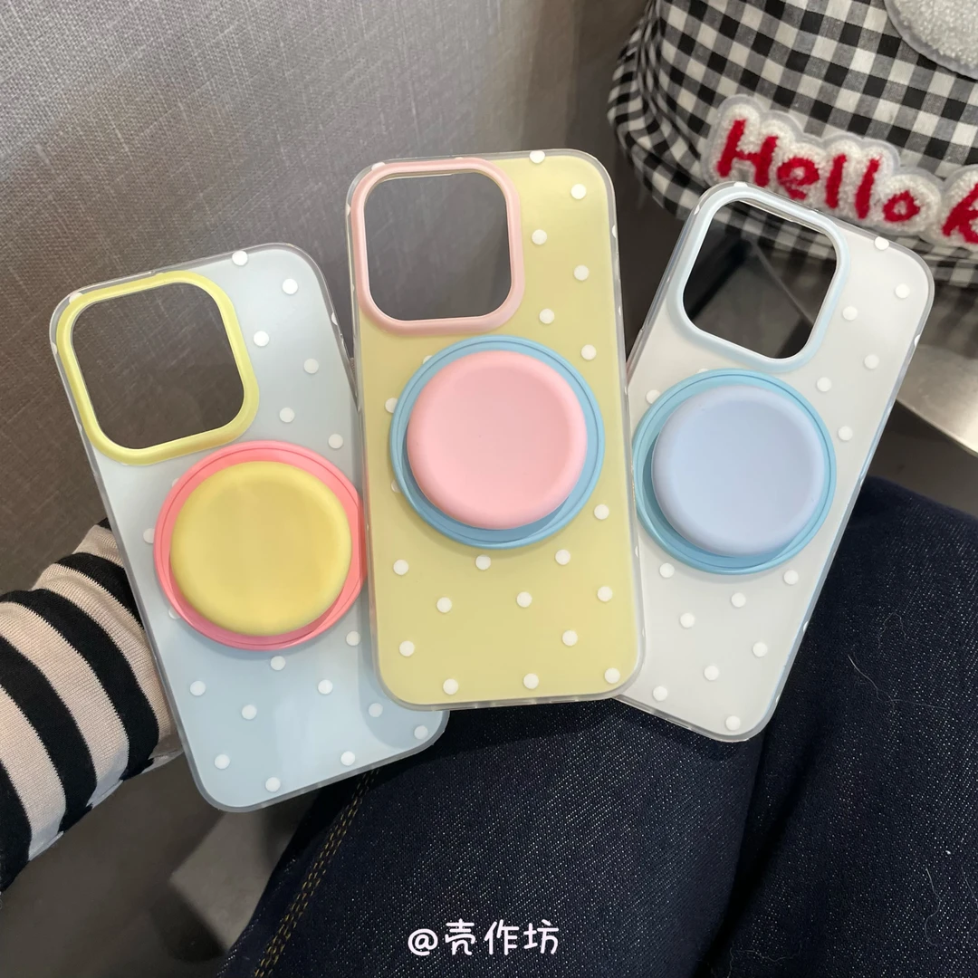 奶油白波点磁吸手机壳适用于苹果16Pro/16ProMax/15/14系列手机