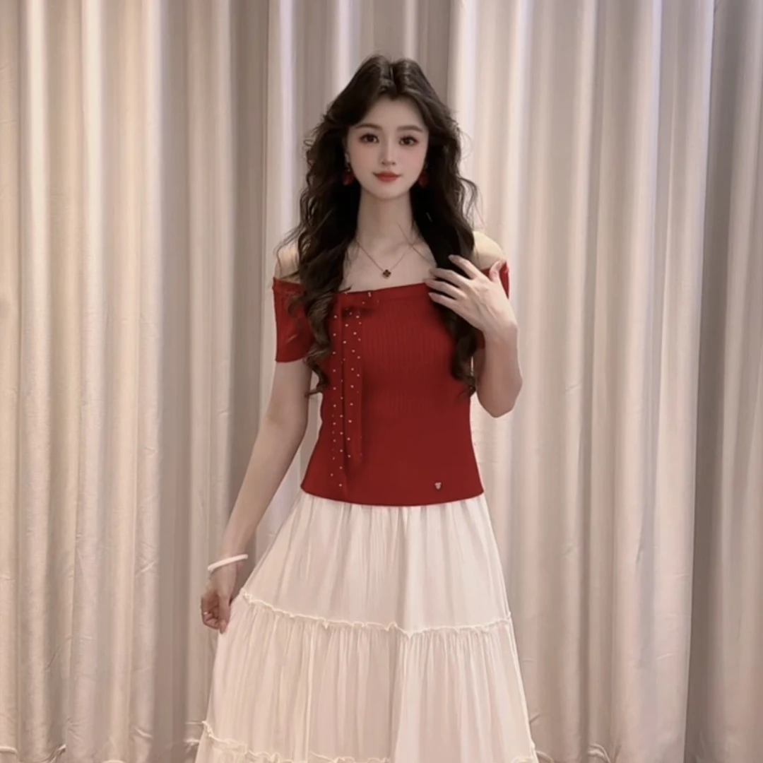 IEF/爱依服2025夏季新款法式甜美纯欲风修身显瘦百搭毛织上衣