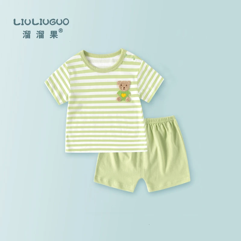 宝宝套装夏季纯棉男童短袖T恤薄款儿童短裤童装女童衣服婴儿夏装1