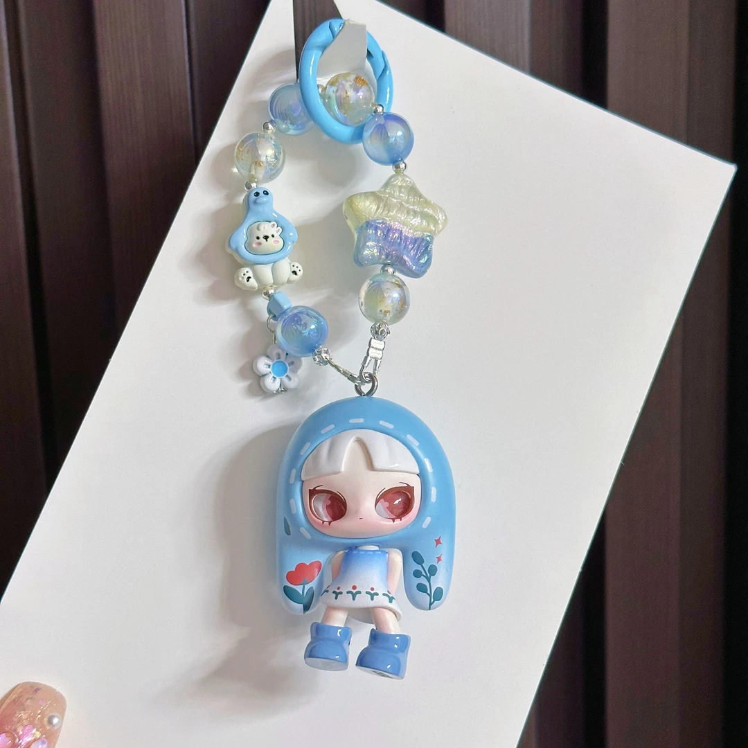 原创diy手作提溜短款手机链卡通萌粒手机链包挂钥匙扣