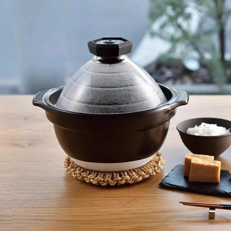 【鸣笛焖饭土锅1-2合】日本进口万古烧耐热玻璃盖家用焖饭陶土