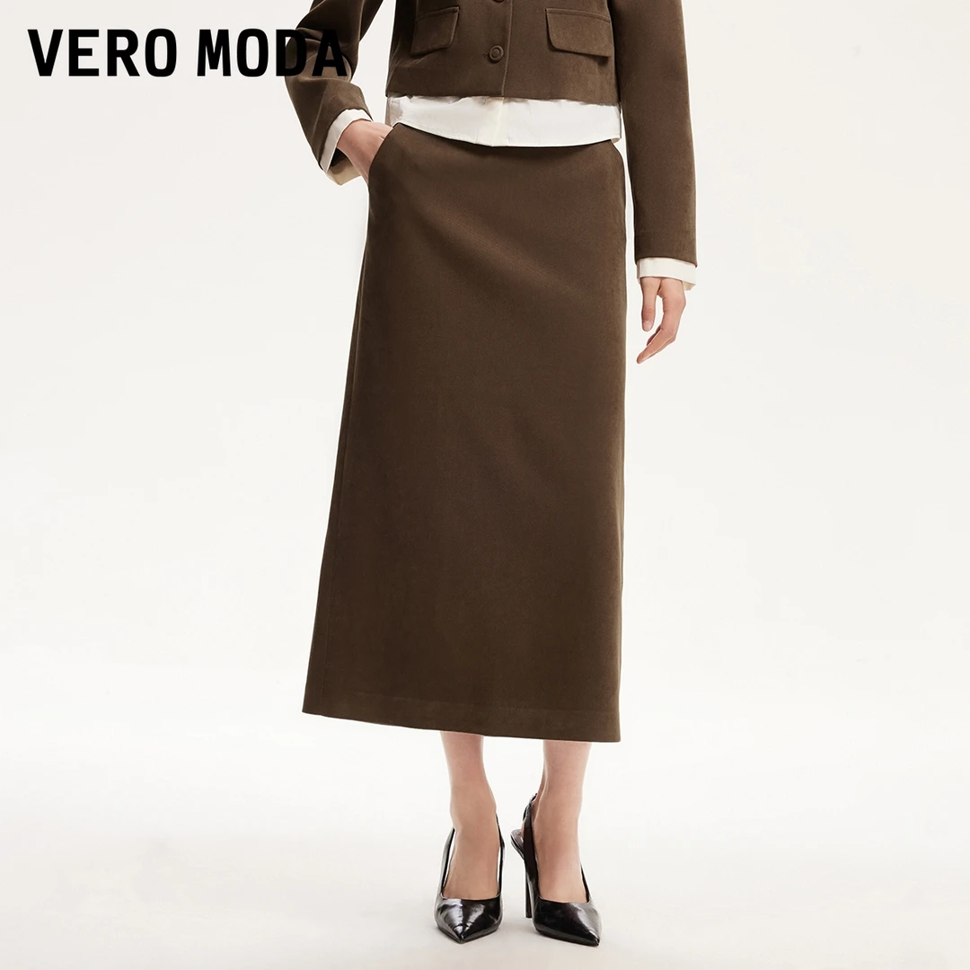 Vero Moda半身裙2025春季新款后腰松紧美拉德直筒裙百搭325116028