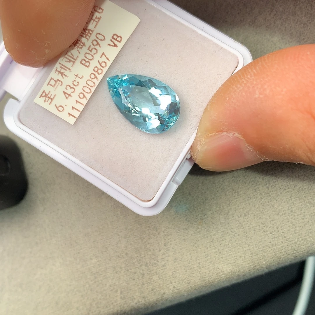 海蓝宝石裸石6.43克拉圣玛利亚