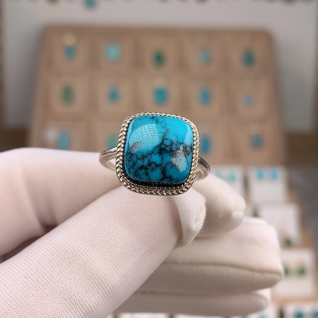 绿松石银S925镶嵌戒指