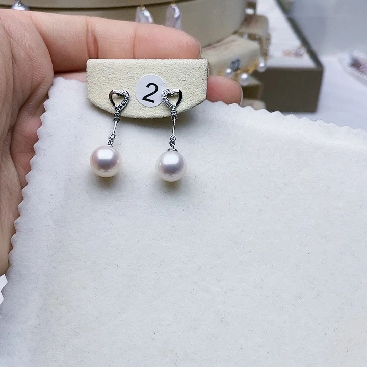 淡水珍珠耳饰14K金镶嵌卡9➕高品极光耳钉