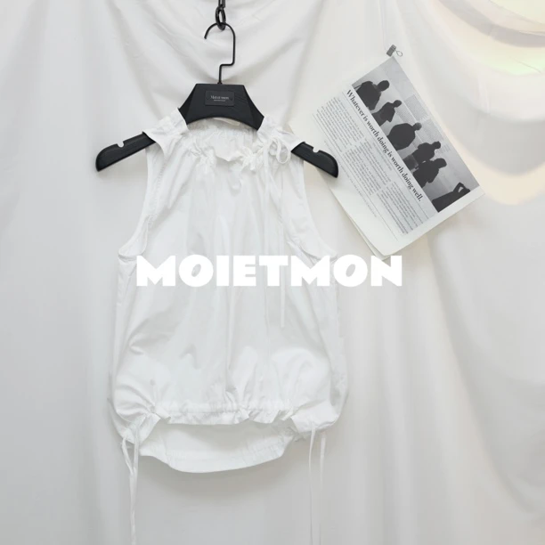 【Moi et mon】夏季新款小众设计款褶皱马甲纯色洋气时尚马甲