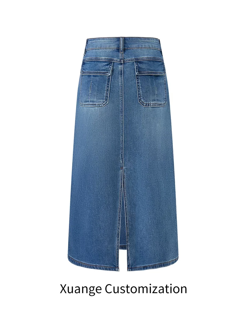 秋上新【顺丰包邮-运费险】弹力旗袍中长裙牛仔半身裙高腰牛仔裙女