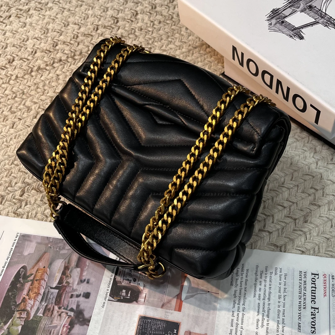 陈三北TF449【Y信封】大号-黑色-金扣高级感斜挎百搭女包