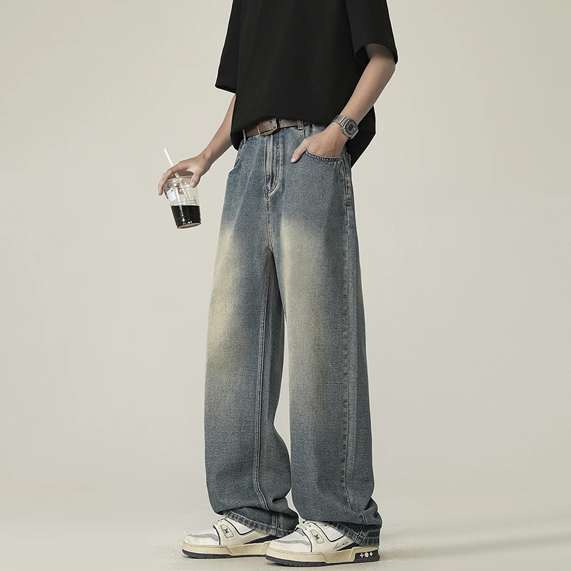 （皮带纽扣款）男士直筒百搭牛仔裤