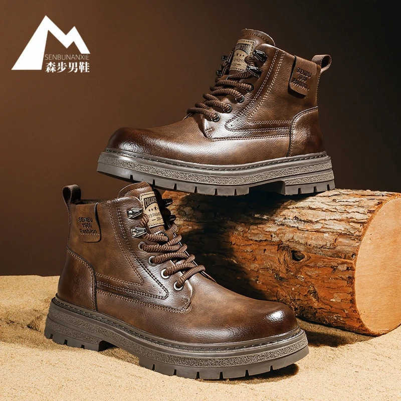 [高定版] 马丁靴男款2025秋冬新款高帮复古软牛工装男士马丁短靴