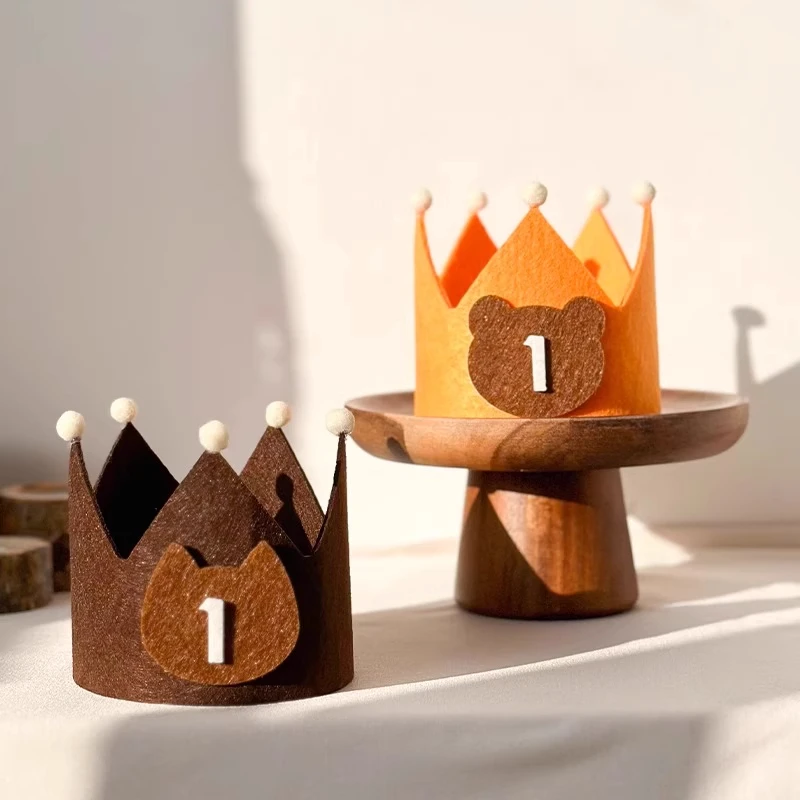 呼呼猴周岁生日布置生日帽皇冠生日场景布置用品拍照道具网红装饰