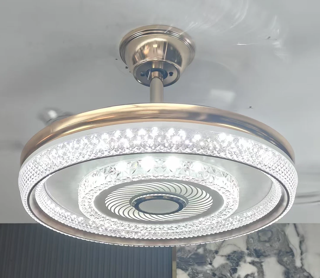 7116音响款智能语音隐形风扇灯吊扇灯家用餐厅卧室智能音箱