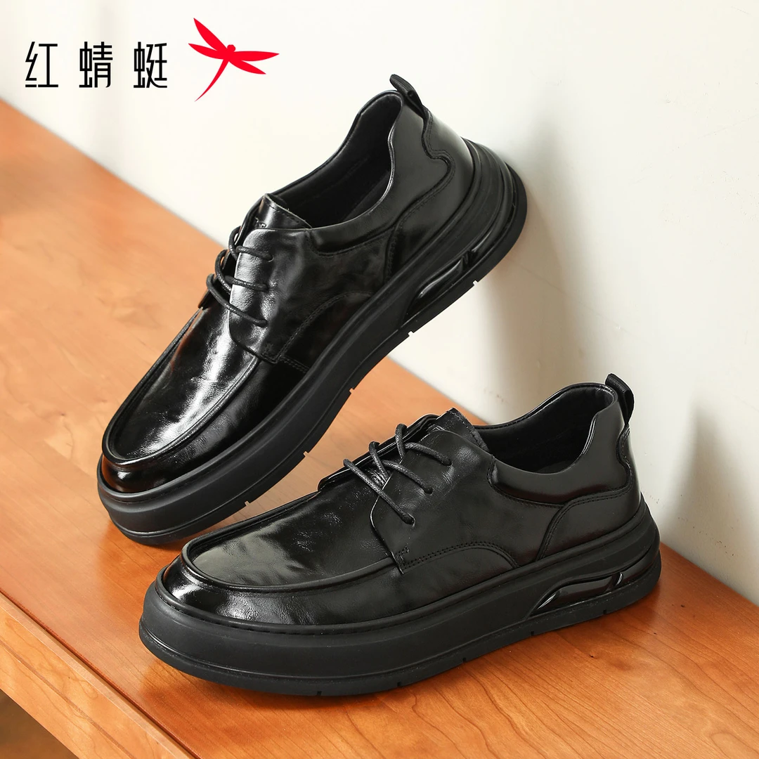 红蜻蜓保暖皮鞋男款爆款增高开车男士开车专用鞋100%真纯牛皮男鞋