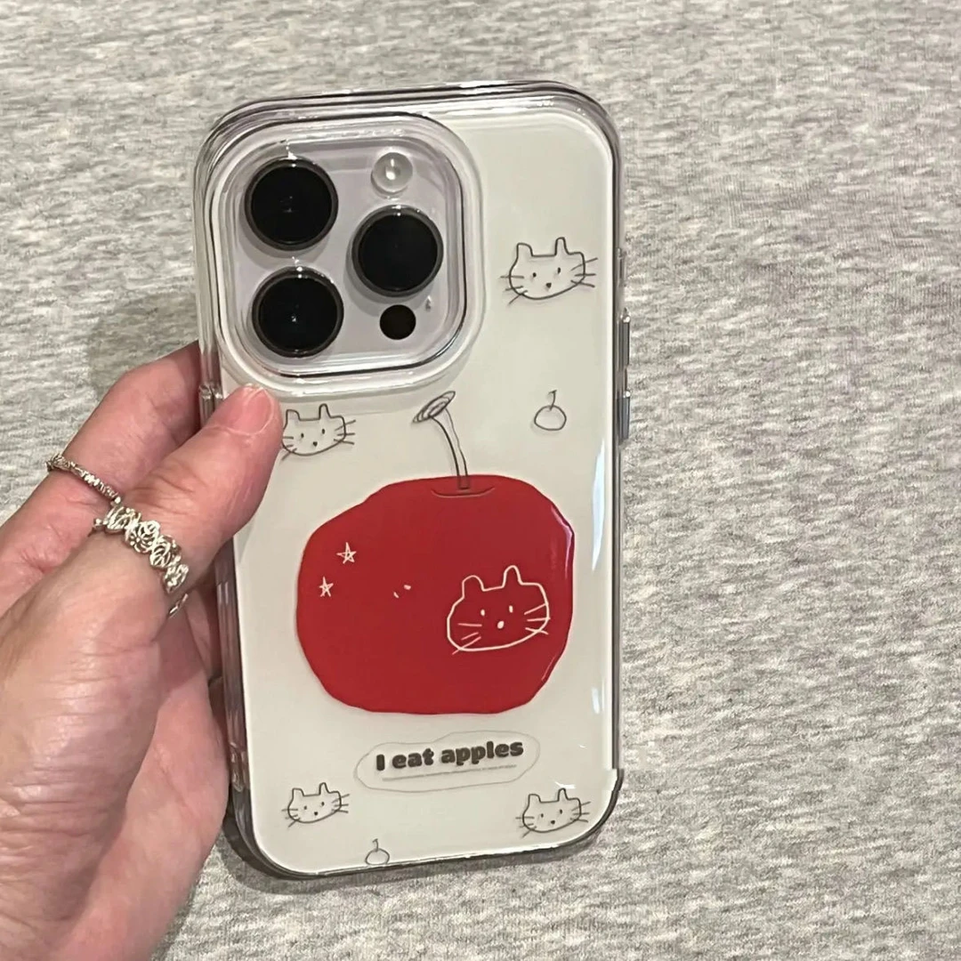 红苹果猫咪苹果适用16小米15iphone14promax华为p70手机壳IMD13ss