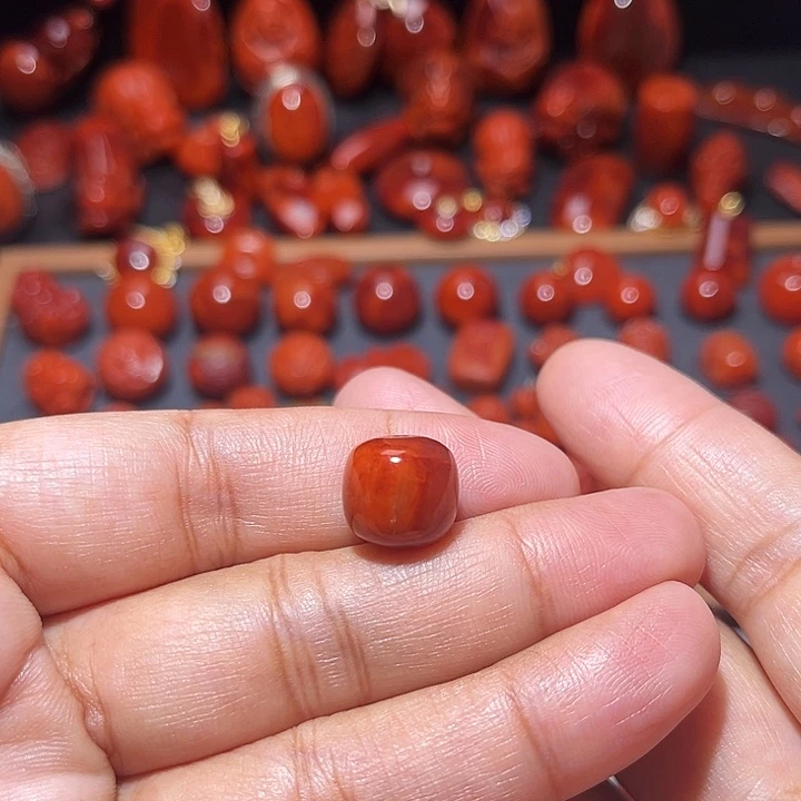 南红玛瑙未镶嵌配饰火焰纹老型12.3mm