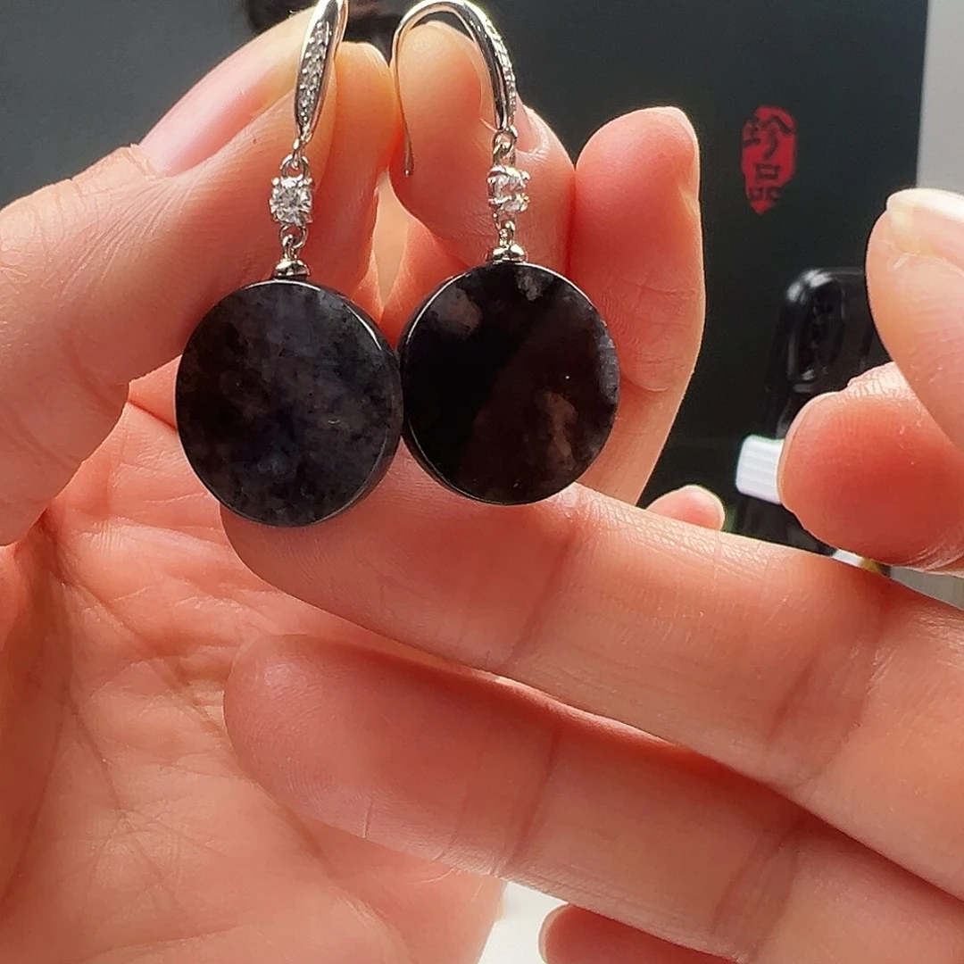 银S925镶嵌翡翠耳饰