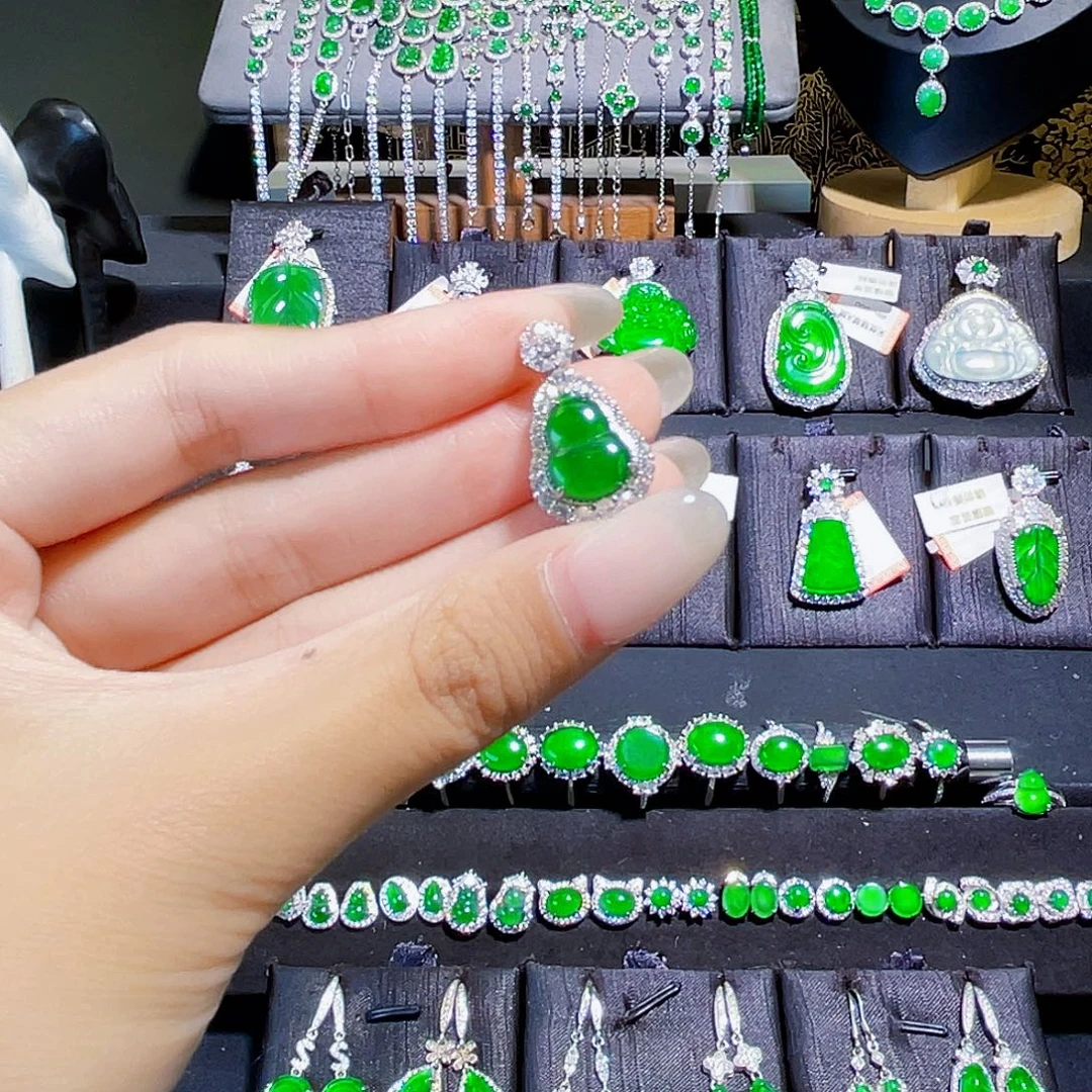 门***门翡翠银S925镶嵌颈饰葫芦