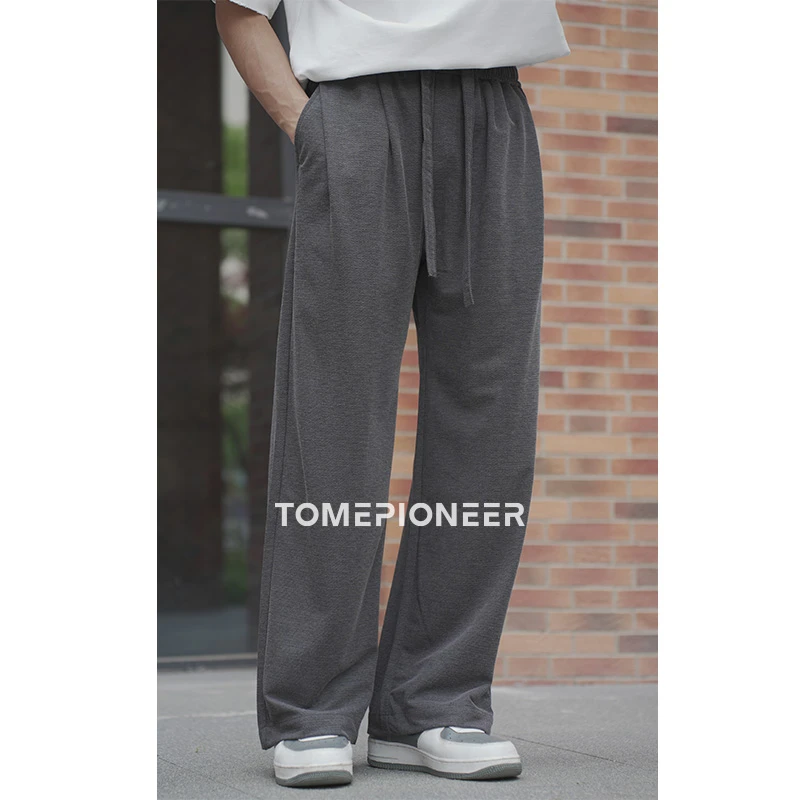 TOMEPIONEERN夏季男士薄款抽绳直筒裤宽松纯色男士夏季裤子薄款