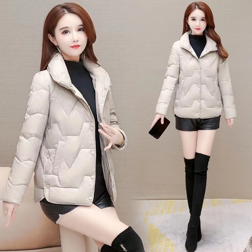 2024立领棉服加厚大码棉袄纯色显瘦修身袖长百搭棉衣外套06款