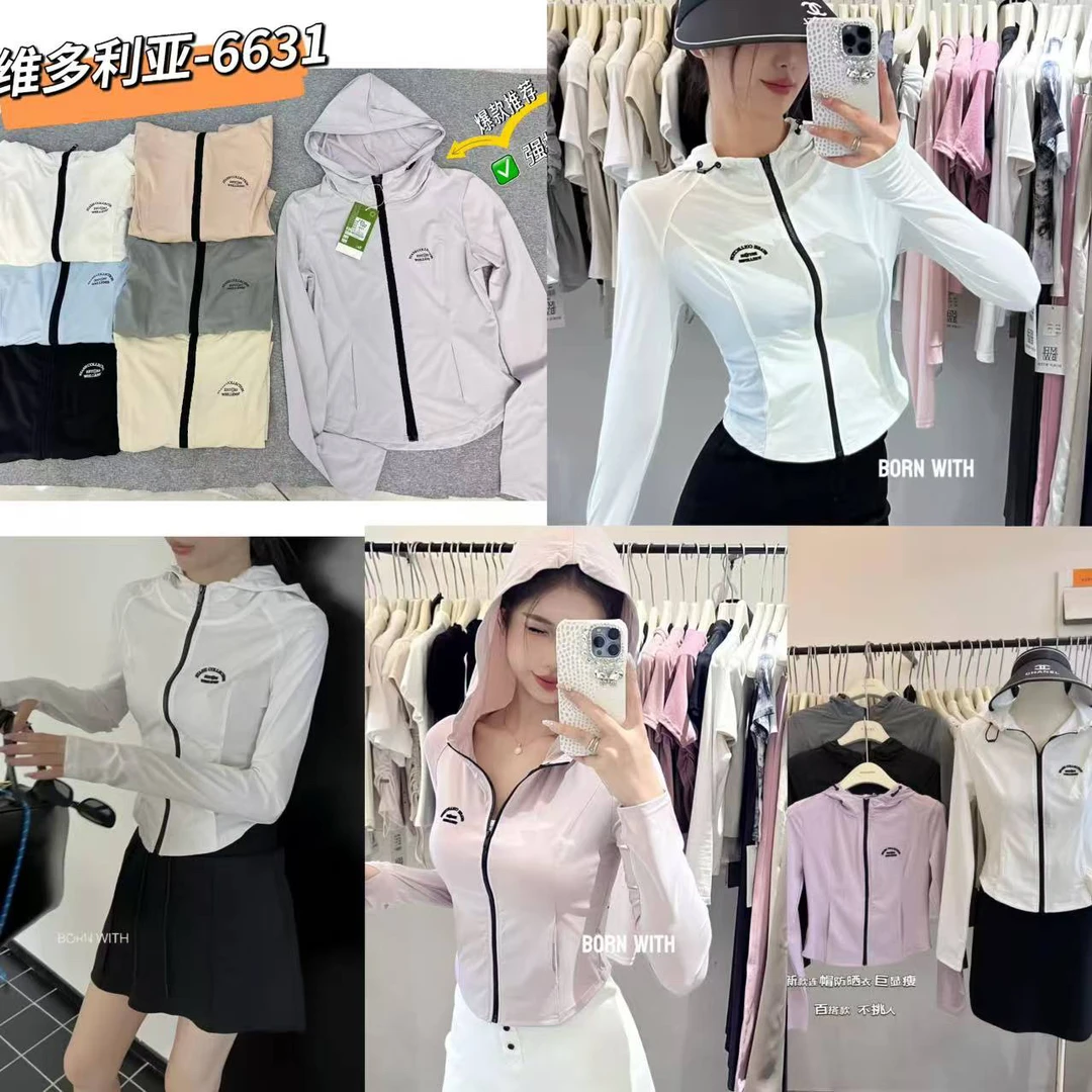 长袖连帽夏季女装短外套拉链透气字母修身防晒春季631