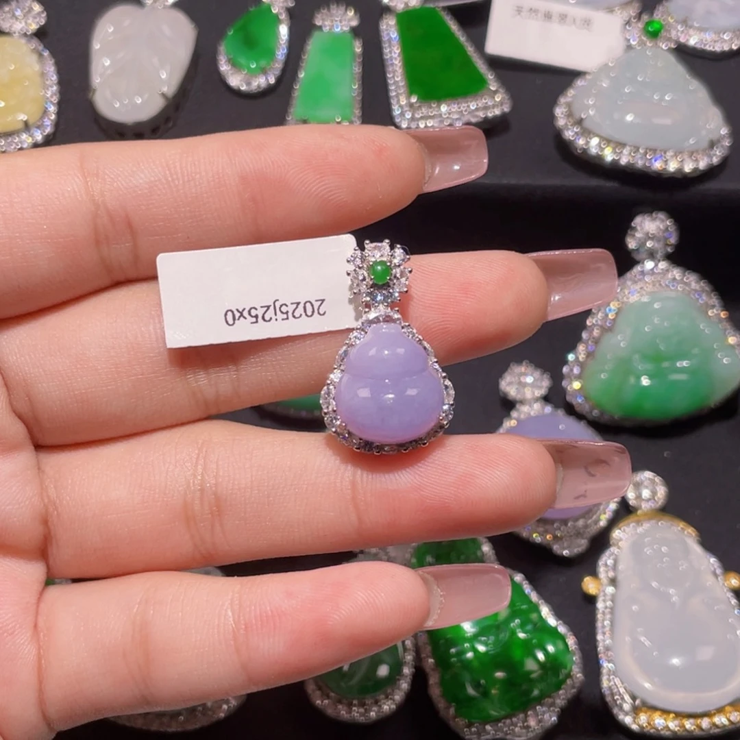 翡翠银S925镶嵌挂件