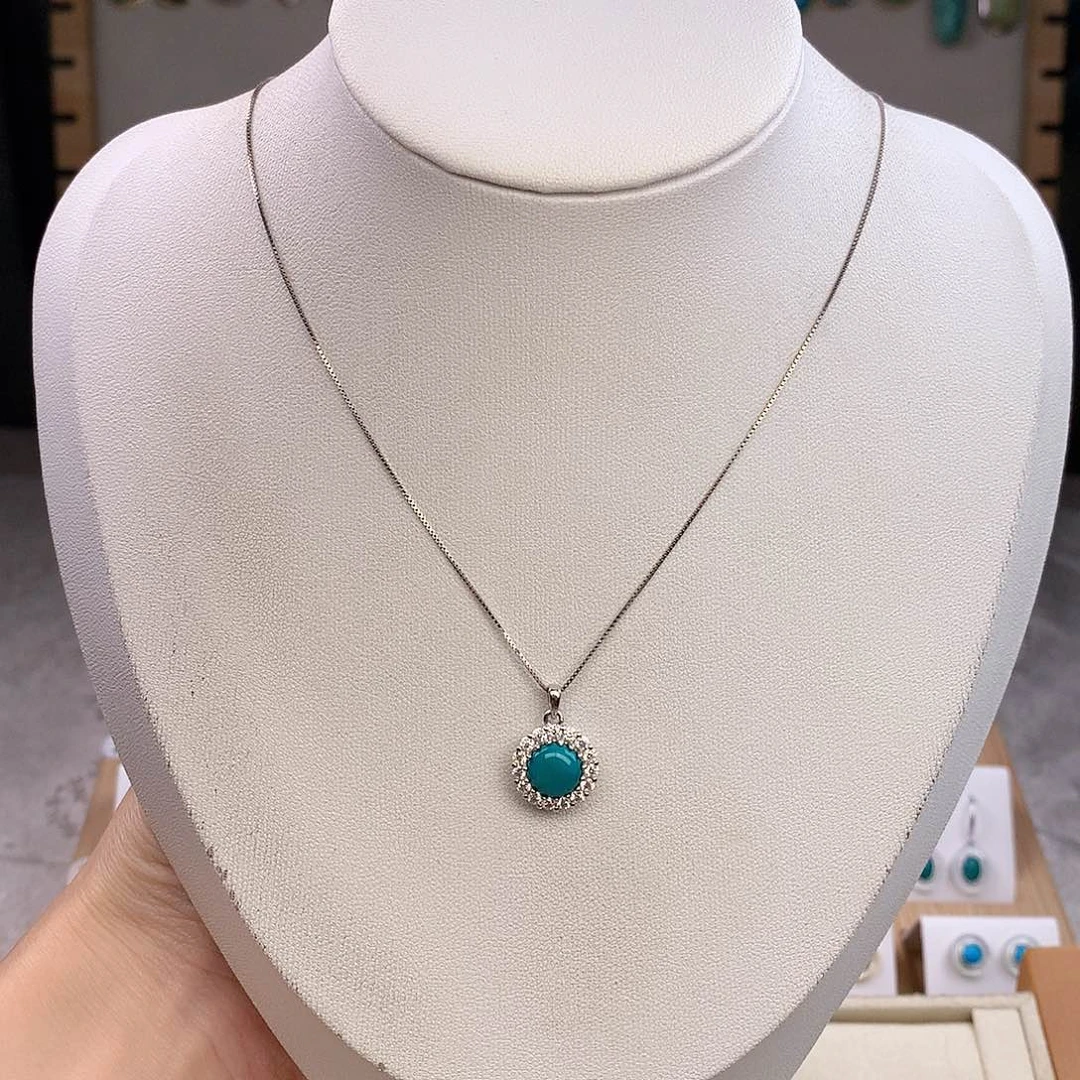 绿松石银S925镶嵌颈饰