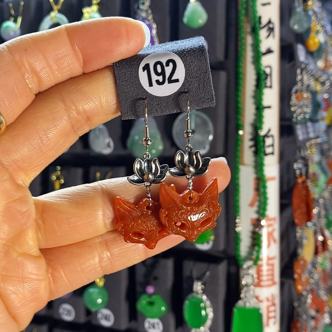 银S925镶嵌翡翠耳饰192