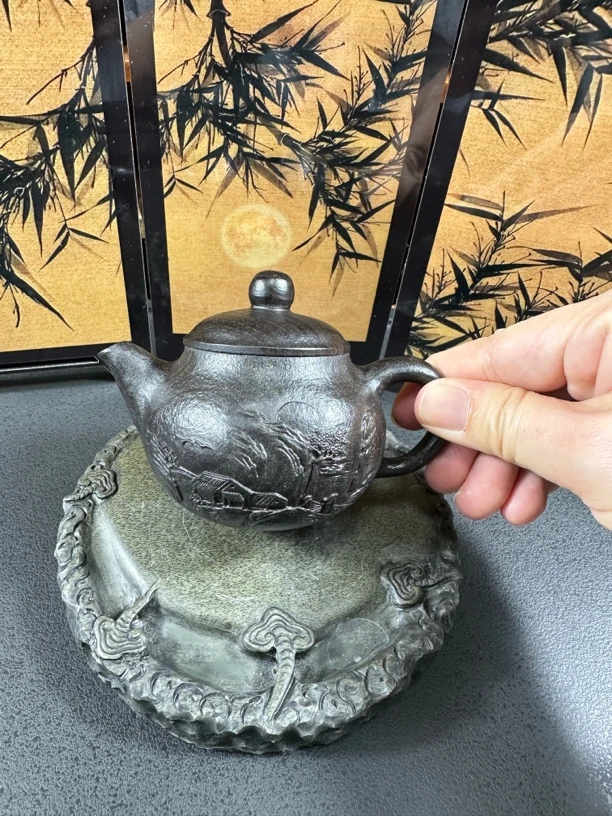《山水壶》冰碛岩手工雕刻茶器