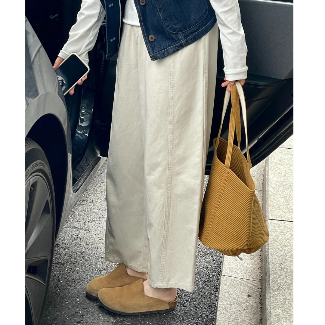 网红洋气炸街女装薄款裤子爆款2025年春夏新款休闲显瘦直筒阔腿裤