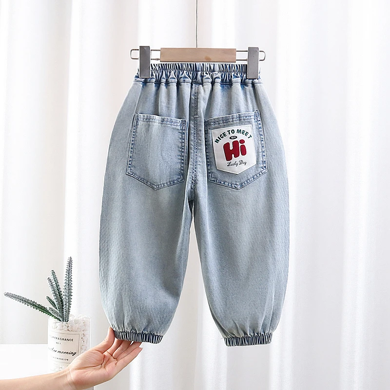 男童春夏季牛仔裤薄款防蚊裤儿童洋气休闲裤女宝宝宽松小童长裤子