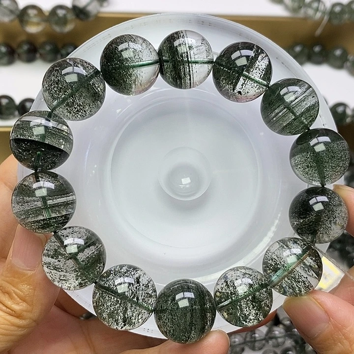 未镶嵌水晶手链天然绿幽灵水墨画千层17+