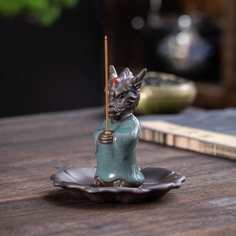 许愿龙线香炉创意陶瓷生肖小龙王家庭家用客厅办公室茶桌禅意茶道