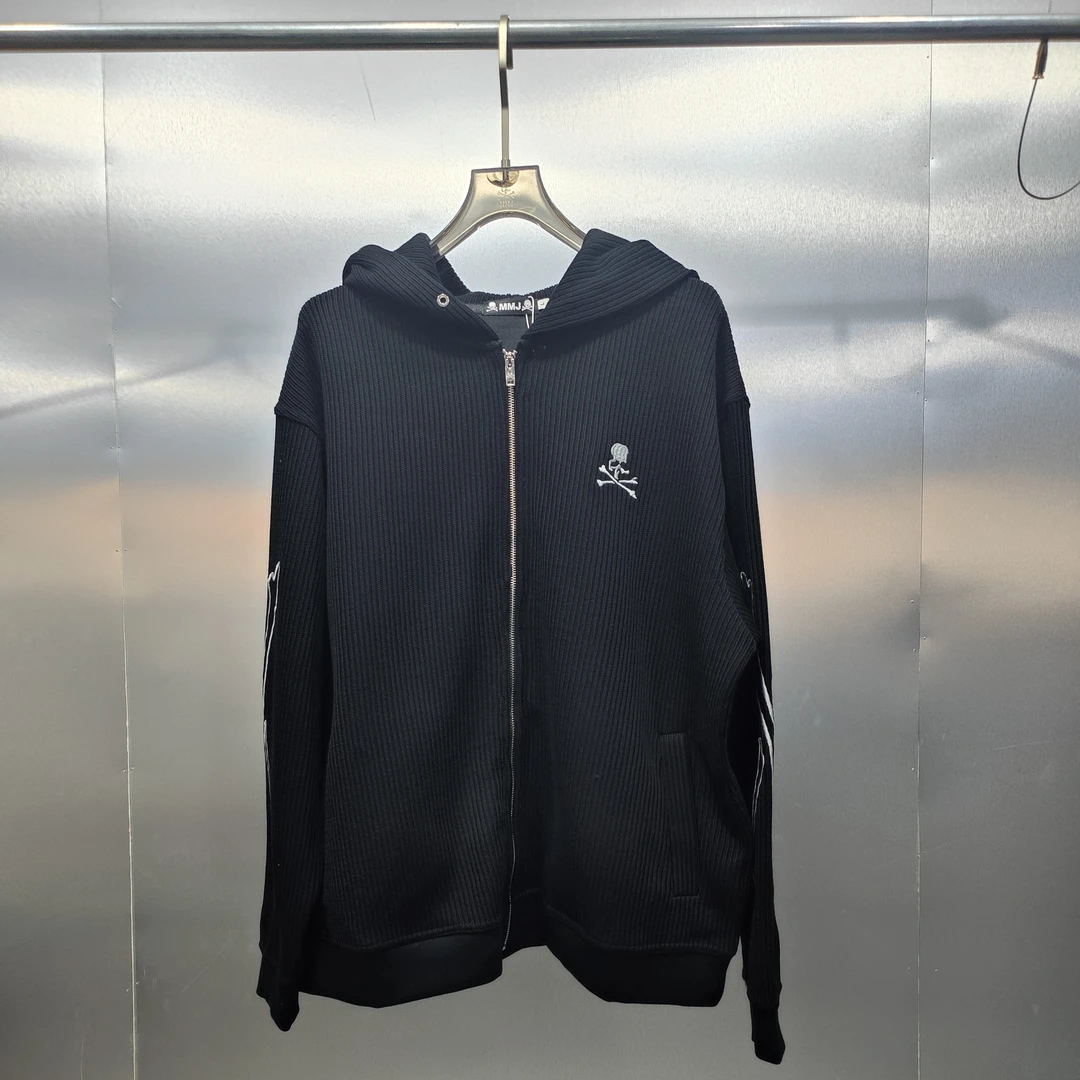 一楼-12001-MM春秋款重工潮流刺绣印花宽松百搭拉链连帽卫衣