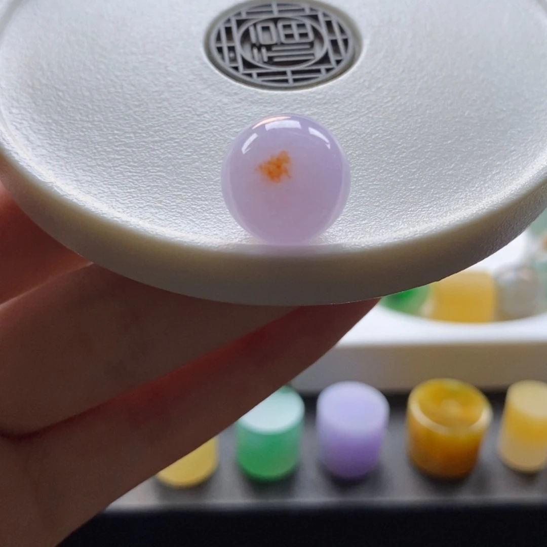 颈饰未镶嵌翡翠粉紫底洒金特色圆珠卡13