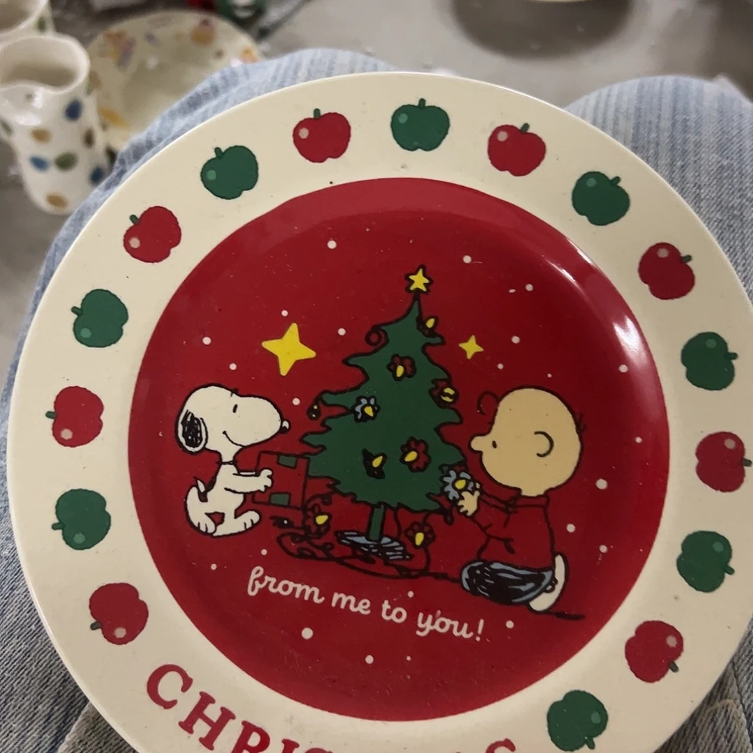 搪瓷微瑕圣诞史努比盘一个