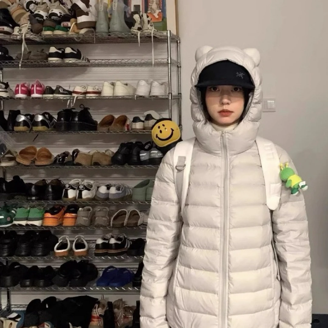 樱子oni可爱小熊耳朵连帽排骨棉服女2025冬季新棉衣轻薄外套