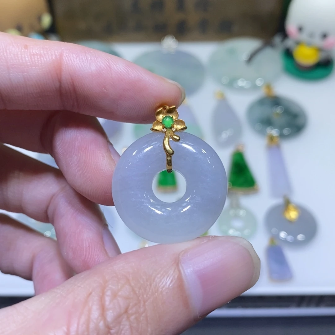 翡翠18K金镶嵌吊坠(不含链)
