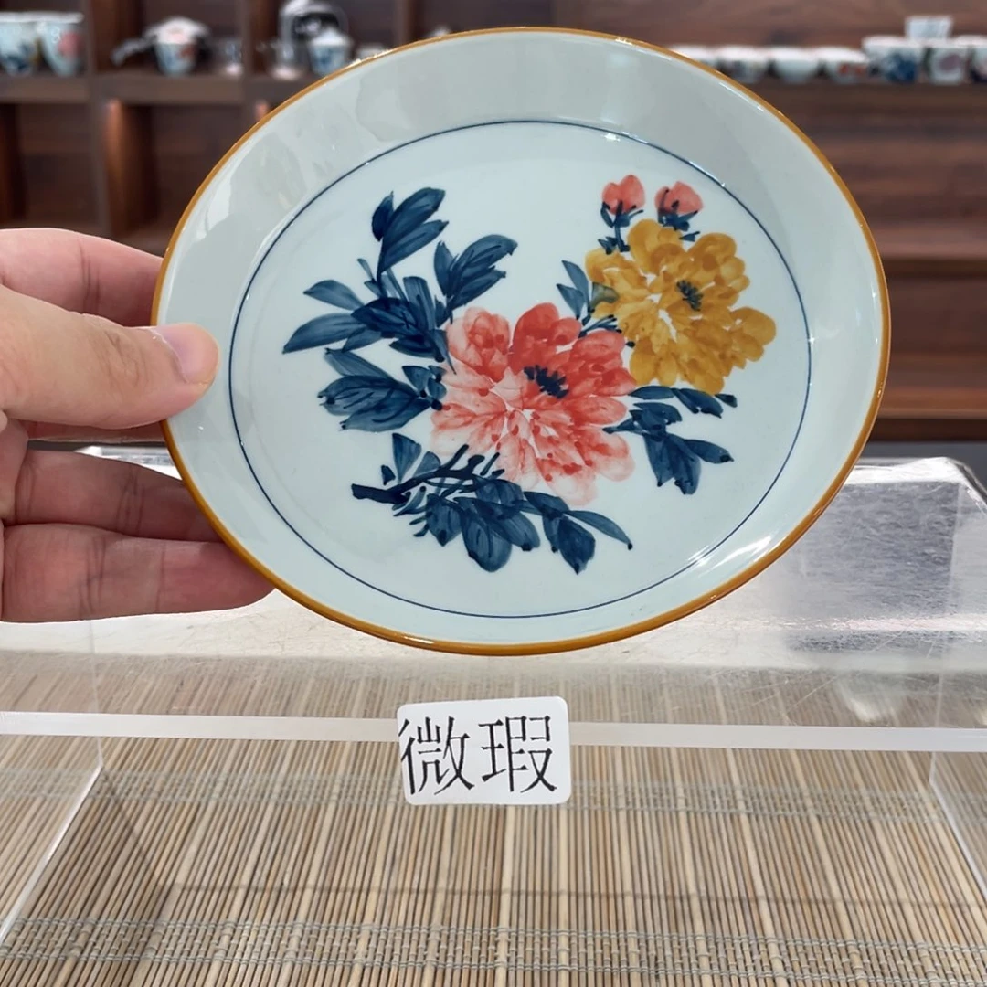 釉下手绘茶具微瑕