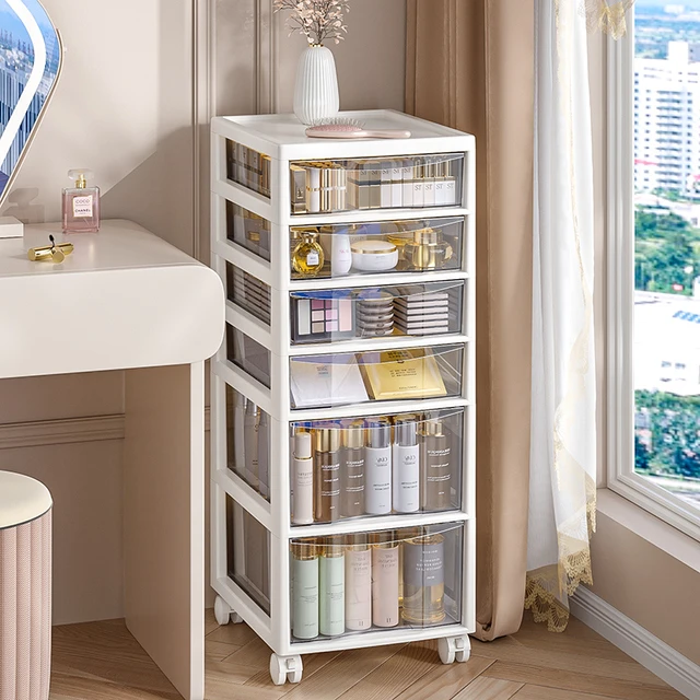 化妆品收纳小推车桌下面收纳柜多层抽屉式置物架可移动带轮手推车