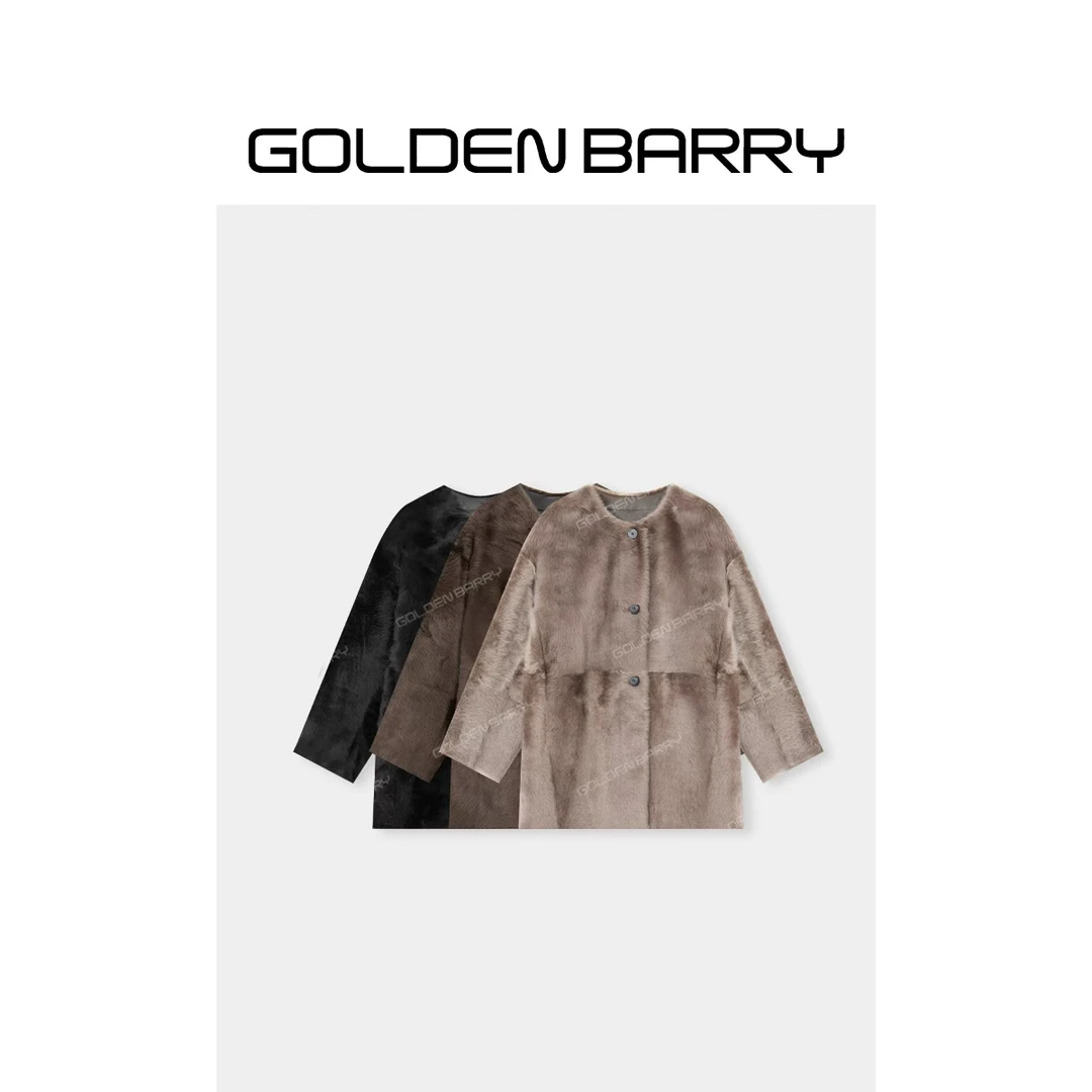 GOLDENBARRY|151024“暮影”时尚圆领皮毛外套