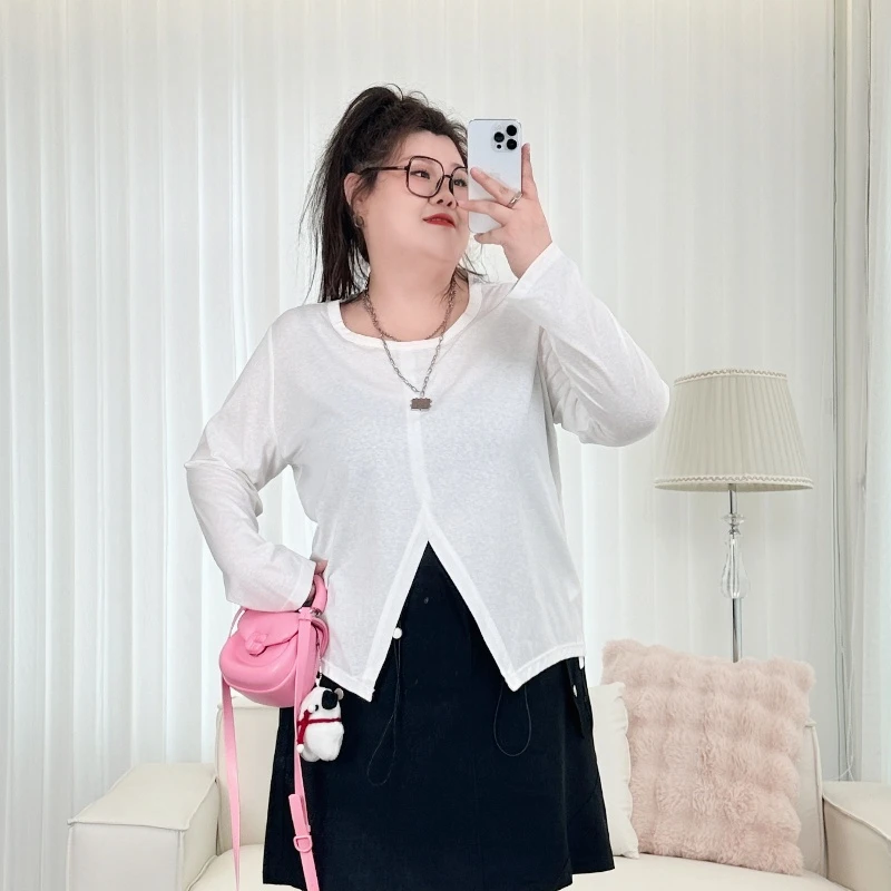 琉璃信笺 / 拉长腰际线松弛小衫9410花契胖mm200斤时尚