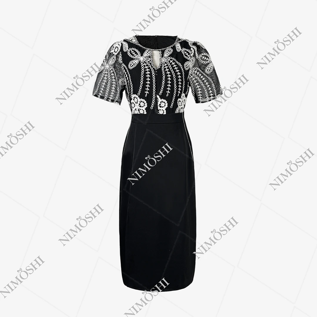 NIMOSHI莎莎夏季新款法式感轻奢冰竹气质显瘦长连衣裙Q1566