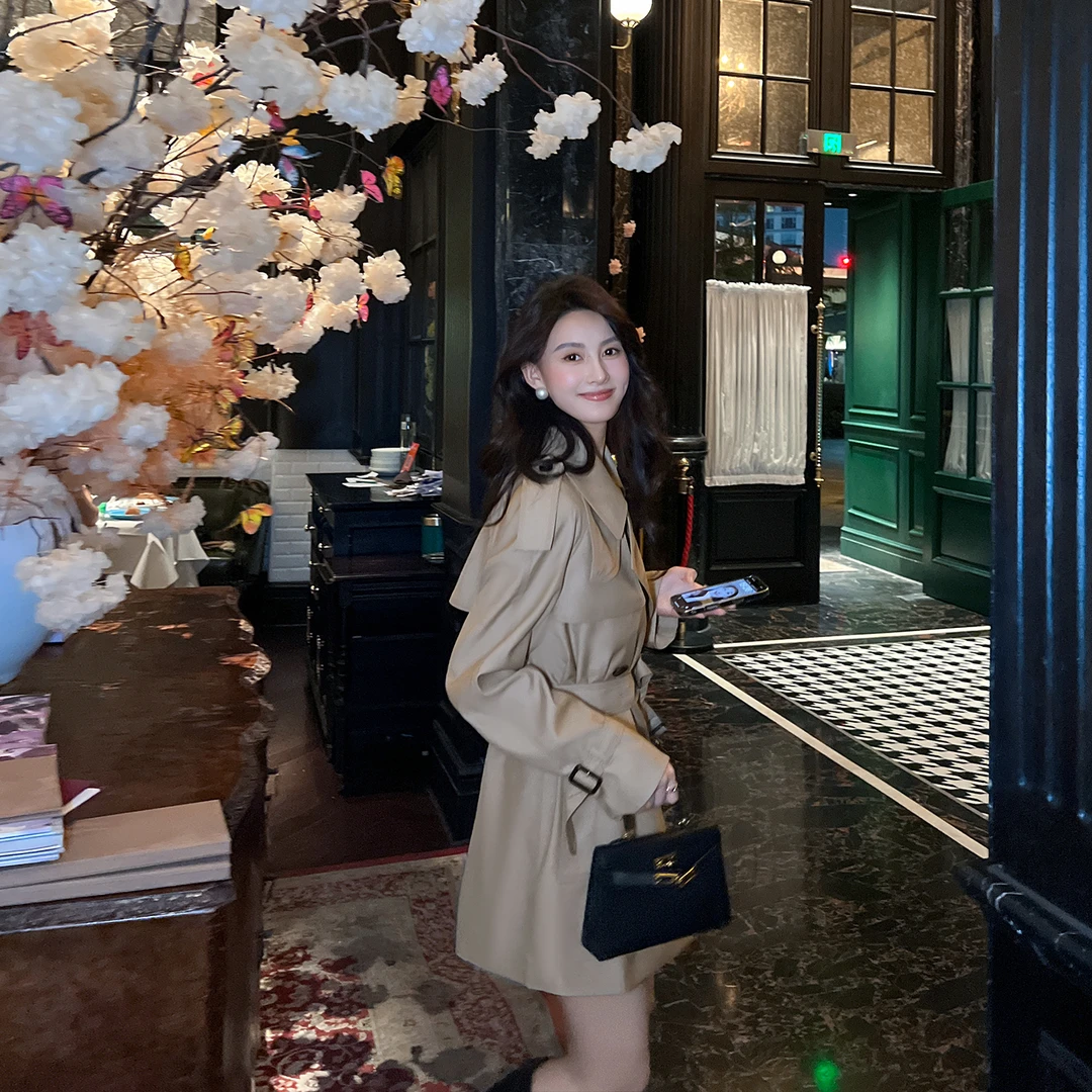 风衣外套女中长款2025年秋季新款高级感英伦风小个子气质休闲大衣